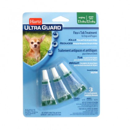 Hartz UltraGuard Drops Капли на холку от блох, клещей и комаров для собак весом от 2,5 кг до 6 кг (0,65 мл)