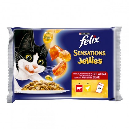 Felix Sensations Jellies (пауч) Набір консервів для кішок з яловичиною та куркою в желе