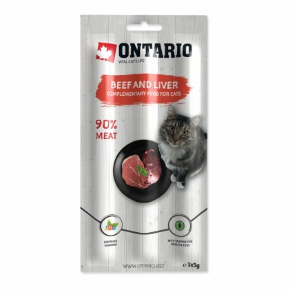 Ontario cat Sticks Beef & Liver Ласощі для кішок з яловичиною та печінкою (3 шт.)