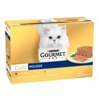 Gourmet Gold Mousse (набор) Консервы для кошек (говядина, тунец, печень, индейка) в паштете