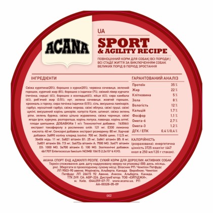 Acana Heritage Sport & Agility Сухий корм для собак з високою активністю