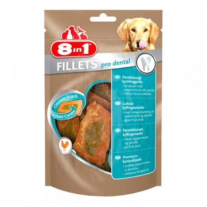 8in1 Fillets Pro Dental Лакомства для собак куриное филе с мятой и петрушкой для свежести дыхания