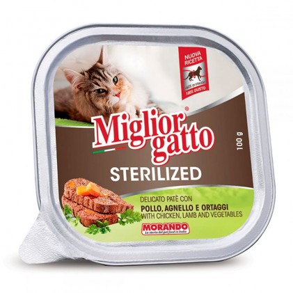 Morando Migliorgatto Sterilized Консерви для стерилізованих кішок з куркою, ягням та овочами (паштет)