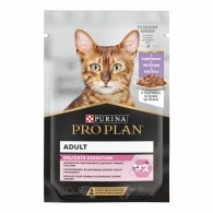 PRO PLAN Delicate Digestion (пауч) Влажный корм для кошек с чувствительным пищеварением кусочки в соусе с индейкой