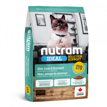 Nutram Ideal Skin Coat & Stomach I19 Холистик корм для кошек с чувствительным пищеварением