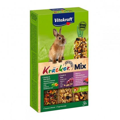 Vitakraft Kracker Trio Mix Лакомства для кроликов 3в1 с овощами орехами и лесными ягодами