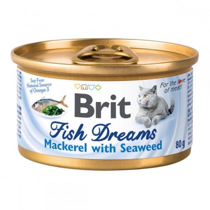 Brit Fish Dreams Mackerel with & Seaweed Консервы для кошек с скумбрией и морскими водорослями