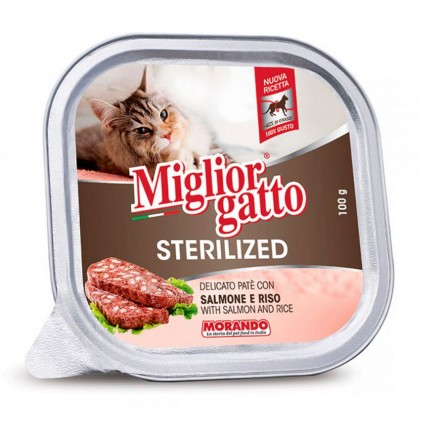 Morando Migliorgatto Sterilized Консервы для стерилизованных кошек с лососем и рисом (паштет)
