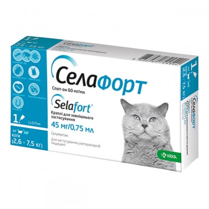 Selafort Селафорт Спот-он капли для кошек от 2,6 до 7,5 кг