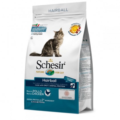 Schesir Cat Hairball Cухой монопротеиновый корм для кошек с длинной шерстью