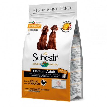 Schesir Dog Medium Adult Chicken Сухий монопротеїновий корм для собак середніх порід з куркою