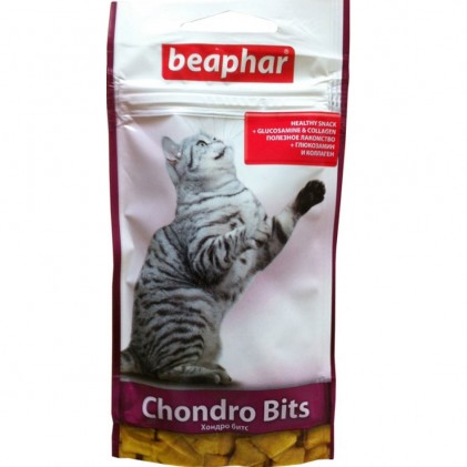Beaphar Chondro Bits Лакомства для кошек хрустящие подушечки с глюкозамином и коллагеном