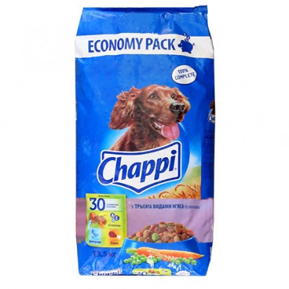 Chappi (Чаппи) Корм для собак с тремя видами мяса и овощами