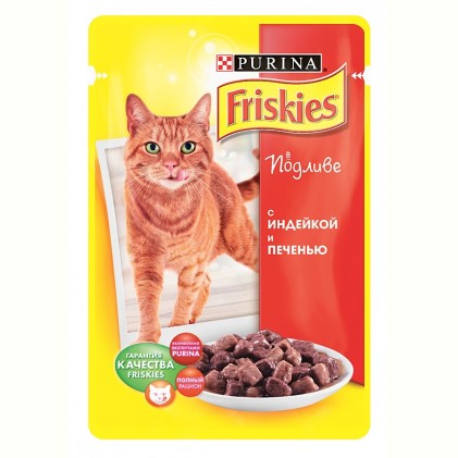 Friskies (пауч) Консервы для кошек с индейкой и печенью в подливе