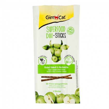 GimCat Superfood Duo-Sticks Ласощі для кішок з яловичиною і яблуками (3 шт)