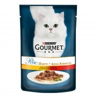 Gourmet Perle (Пауч) Консервы для кошек мини филе в подливе с курицей и говядиной