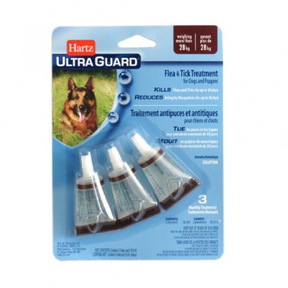 Hartz UltraGuard Капли на холку от блох, клещей и комаров для собак весом более 28 кг (5,90 мл)