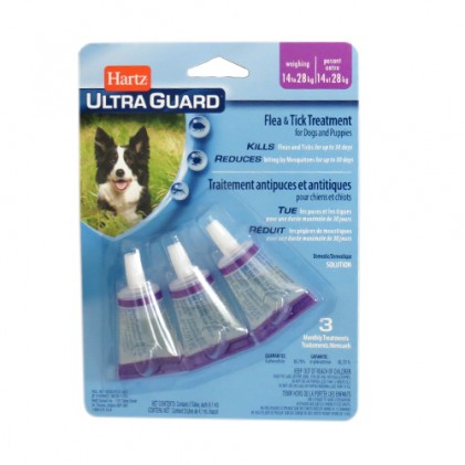 Hartz UltraGuard Капли на холку от блох, клещей и комаров для собак весом от 14 до 28 кг (4,10 мл)