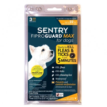 Sentry FiproGuard Max (ФипроГард Макс) капли для собак весом от 2 до 10 кг (пипетка 0,67 мл)