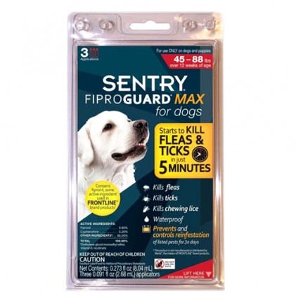 Sentry FiproGuard Max (ФипроГард Макс) капли для собак весом от 20 до 40 кг (пипетка 2.68 мл)