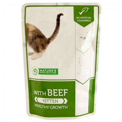 Nature's Protection Kitten Healthy Growth (пауч) Консервы для кошек с говядиной в желе