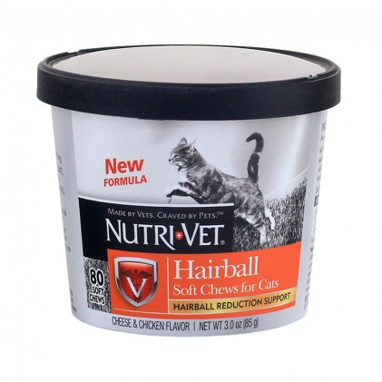 Nutri Vet Hairball Soft Chews Жувальні таблетки для виведення шерсті у кішок