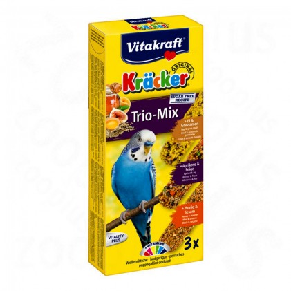 Vitakraft Kracker Trio Mix Лакомства для волнистых попугаев 3в1 с медом фруктами и яйцом